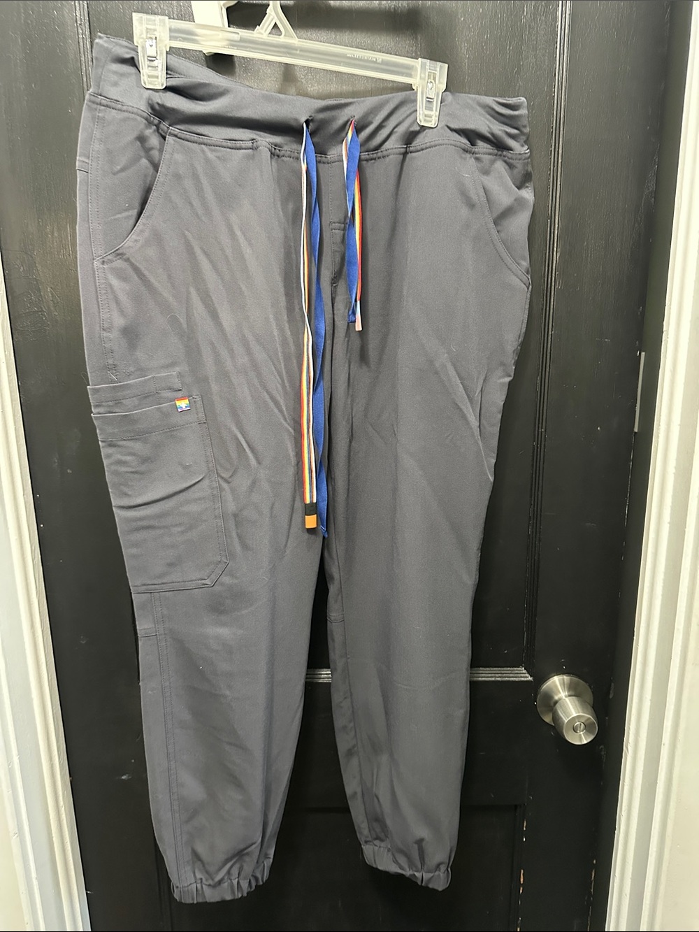 PRIDE EDITION Figs Charcoal Jogger Scrub Pants with Multicolor Drawstrings